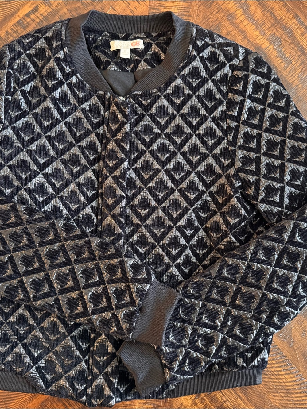 Gianni Bini Geometric Burnout Bomber Jacket
